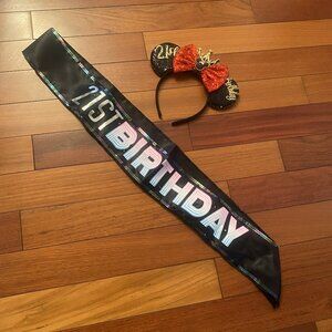 21st Birthday Sash and Headband Bundle